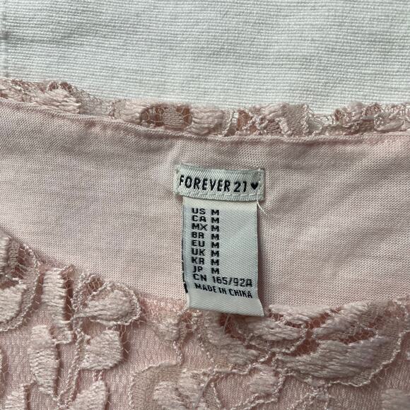 NWT Forever 21 Pink Lace Long Sleeve Top Sz Medium Coquette Dainty Feminine - Picture 4 of 4